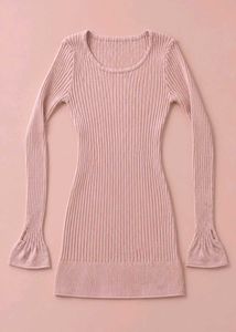 DUSTY PINK RIBBED MINI DRESS