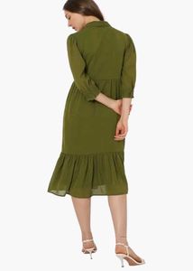Stylish Olive Green Midi Dress
