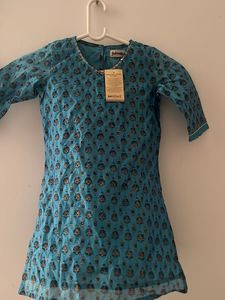Teal Printed Kurta with Intricate Design