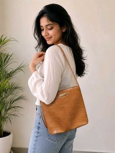 Stylish Brown Croc Embossed Shoulder Bag