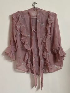 Chic Pink Floral Ruffle Blouse