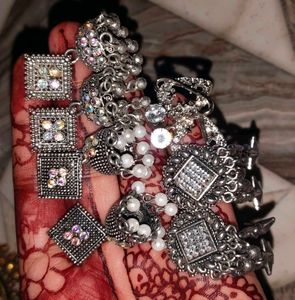 Stunning Oxidized Silver Jhumka Earrings & Bangles