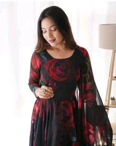 red and black anarkali suit