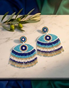 Beaded Evil Eye Earrings