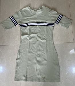 Light Green Striped Ribbed Mini Dress