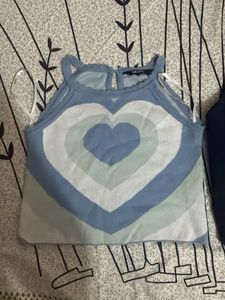 Cute Heart Print Crop Tank Top (set of 2)