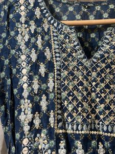 Embroidered Blue Ethnic Kurta