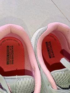 Gray Running Shoes with Pink Accents