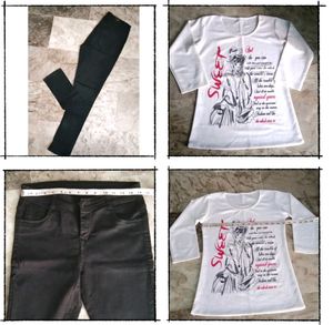Black &amp; White Jeans Top set For Girls