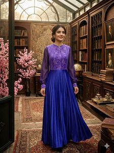 3 for 999 Elegant Royal Blue Pleated Gown