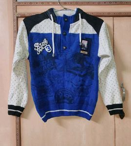 Boys Winter Sweater | Blue &amp; White | Full Sleeves
