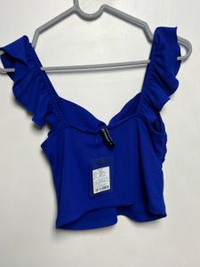 Royal Blue Ruffled Crop Top