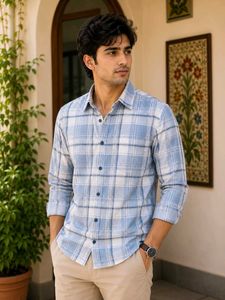 Men's Blue Plaid Shirt