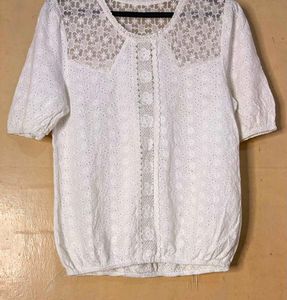 Elegant White Eyelet Lace top