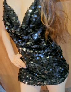 Black Sequin long Top