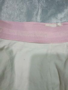 Ck White Boxer Briefs with Pink Band