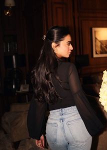 GDB Chic Black Sheer Sleeve Top