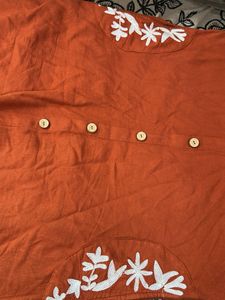 Rust Orange Embroidered Kurta with pant