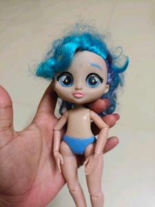Unique Blue-Haired Doll with Articulated Limbs