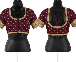 Embroidered Maroon Silk Blouse