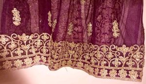 Elegant Purple Embroidered Dress Ethnic Net Jacket
