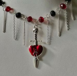 HANDMADE Gothic Heart &amp; Dagger Choker Necklace