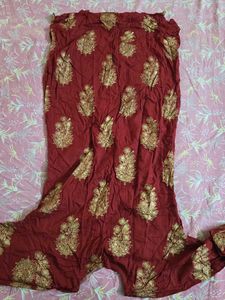 Maroon Kurta with Gold Print