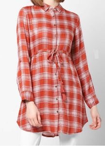 DNMX Checked Longline Shirt With Tie Up