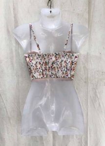 23197. Floral Print Corset Style Crop Top