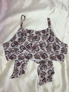 Boho Ethnic Tie-Back Blouse