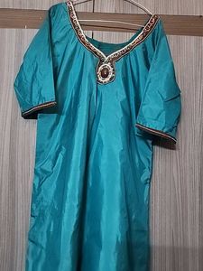 Sea Green Embroidered Kurti