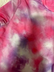 Pink Tie-Dye Lettuce Hem Crop Top