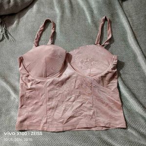 282510. Stylish Pink Corset Crop Top