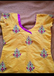 Vibrant Yellow Embroidered Kurta