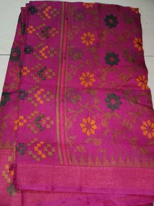 Vibrant Pink Floral Saree
