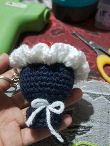 Crocheted Flower Keychain Charm