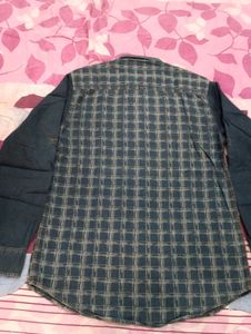 Men's Blue Checkered Denim Shirt