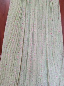 Light Green Floral Pleated Skirt
