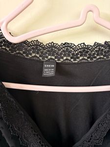 Sheer Black Dot Print Peplum Top