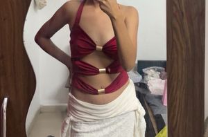 Red Halter Neck Cut- Out Crop Top