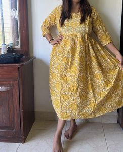 Yellow Floral Print Maxi Maternity Dress