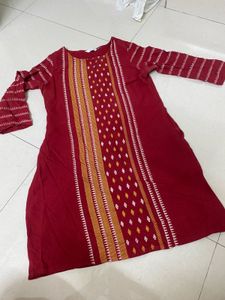 Maroon Ethnic Kurta with Intricate Weave