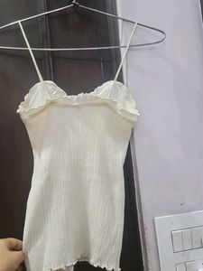 Cream Ribbed Camisole Top