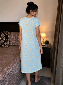 Cute Light Blue Printed Nightgown