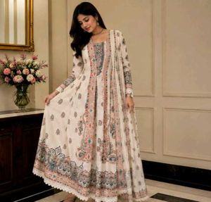 Elegant Printed Anarkali SuitSet with Duppatta