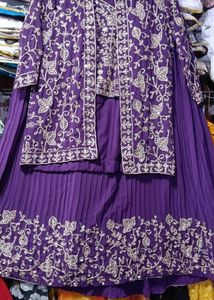 XL Purple Embroidered Lehenga Set