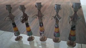 Set of 5 Folk Art Metal Figurines
