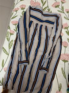 Striped Button-Up Tunic Top