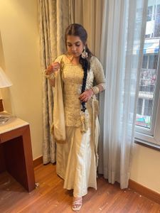 Golden Heavy Sharara Suit