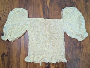 Yellow Gingham Smocked Top